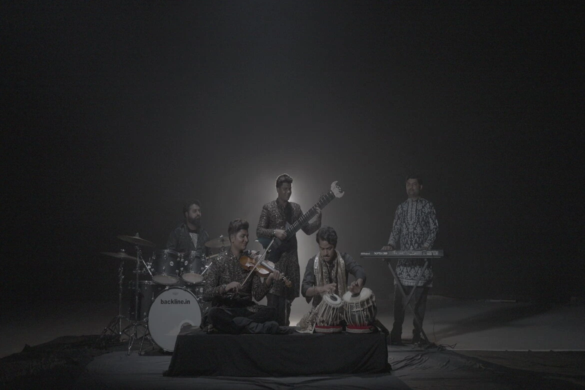 Artists performing live on stage